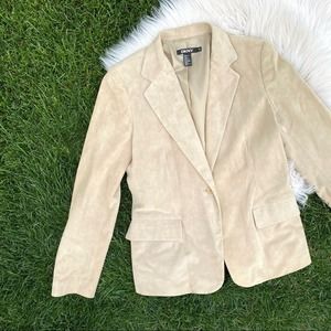 DKNY beige leather jacket Y2K 10 medium